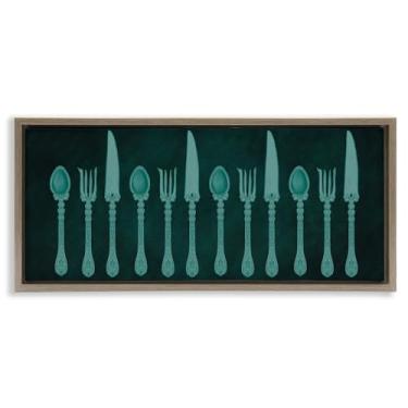 Imagem de Stupell Industries Coleção Vintage Cutlery Design de arte de parede em tela flutuante marrom emoldurada por Giao Williams, 28 x 63 cm