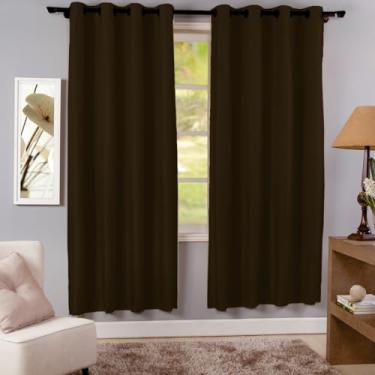 Imagem de Cortina Rústica 2,00m x 1,80m Lisa com Ilhós para Sala Quarto Escritório (Marrom)