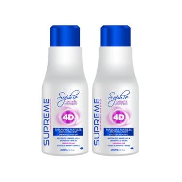 Imagem de Kit Matizador 4D para Cabelos Loiros e Grisalhos, Shampoo + Máscara, 300ml, Neutraliza Amarelado - Sophie Cosmétic