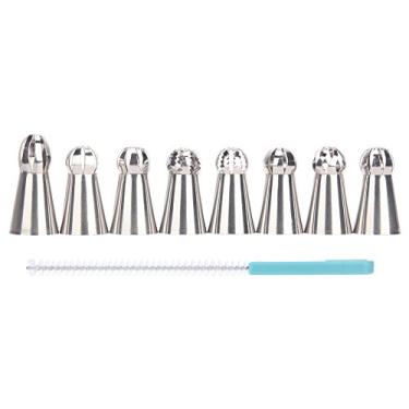 Imagem de Conjunto profissional de 9 pontas de tubulação russas com pincel - Bocais de decoração de flores de aço inoxidável para bolo