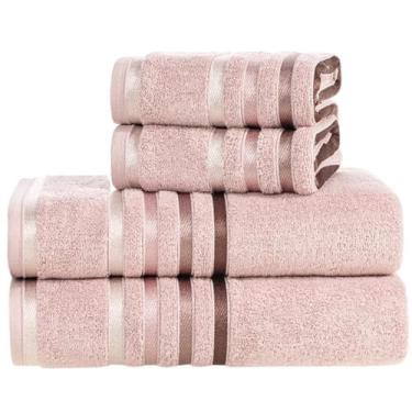 Imagem de Jogo Toalha de Banho Karsten Gigante Fio Penteado 4 Peças, Rosê