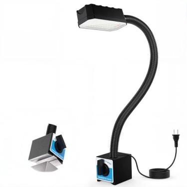 Imagem de Kuoleopa Luz de trabalho magnética de 20 W, lâmpada LED flexível pescoço de ganso de 2000LM de 2000 lm, base magnética forte para torno, furadeira, máquina de costura, oficina e iluminação de garagem