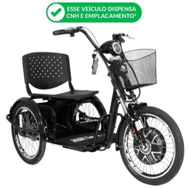 Imagem de Triciclo Elétrico Kit 800W Ré Farol Alarme Retrovisor Fox Preto Não pr