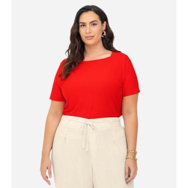 Imagem de Blusa Feminina Manga Curta Secret Glam Laranja, Plus G3, Laranja