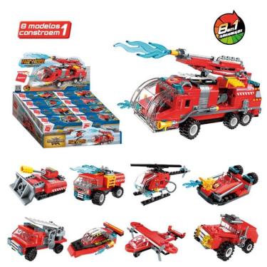 Imagem de Bloco de Montar Qman Kit 8 caixas Set Combat Zones Super Bombeiro