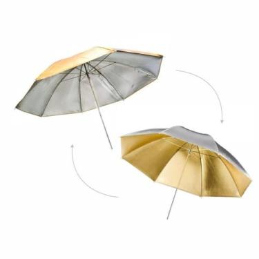 Imagem de Sombrinha Refletora Dourada E Prata Reversível 2 Em 1 Greika 91 Cm