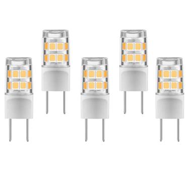 Imagem de Pacote com 5 lâmpadas LED G8 3W GY8.6 base de dois pinos T4 JCD substituição para GE micro-ondas, luz de disco, cozinha, luz de forno, luz sob armário 300LM AC110V-130V 30W equivalente a halogênio