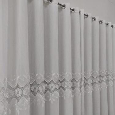 Imagem de Cortina Luxuosa Voil Bordado Gripir Guipir Sem Forro Sala  Alto Padrão