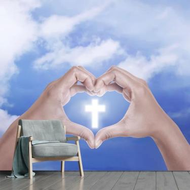 Imagem de Papel de Parede Cruz Cristo Religião Igreja Fé Sala Painel - 400pcp - 