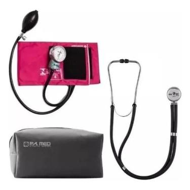 Imagem de Kit Esfigmomanometro PAMED + Estetoscopio Duplo + Estojo, Rosa