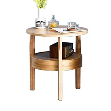Imagem de Mesa de centro mesa de cabeceira para quarto, berçário, sala de estar, mesa lateral de madeira maciça com prateleira e gaveta de armazenamento, mesa de centro pequena para mesa de chá de varanda, mesa