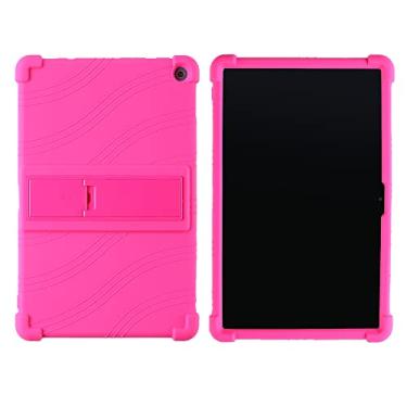 Imagem de Oneyijun Capa para tablet Lenovo 10e Chromebook de 10,1 polegadas de silicone macio, suporte ajustável, capa protetora de borracha à prova de choque (rosa)