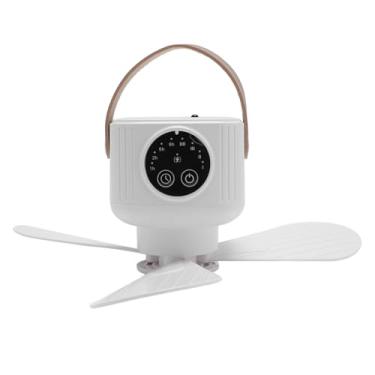 Imagem de Depisuta Ventilador de Teto Portátil Com Ventilador de Acampamento Leve e Recarregável Com Controle Remoto, Ventilador de Teto Ao Ar Livre do Dossel para o Pátio de Camping de Carros de (Branco)