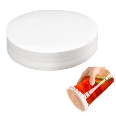 Imagem de FdcLixuvol 500 peças de forros brancos à prova de vazamento, tampa de copo redonda de 4,7 polegadas tampa protetora de papel à prova d'água à prova de derramamento para álcool leite chá café proteção