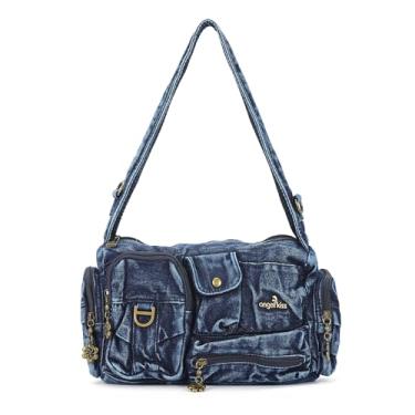 Imagem de Angel Kiss Bolsas Hobo para mulheres, bolsas de ombro vintage para mulheres, bolsa transversal pequena com alça ajustável, Jeans azul, Bolsa de ombro Hobo