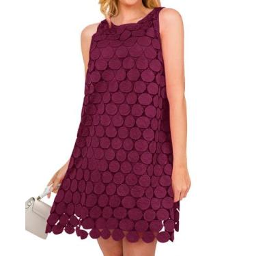 Imagem de Vestido feminino BTFBM Hollow Out Circle bordado vinho tinto