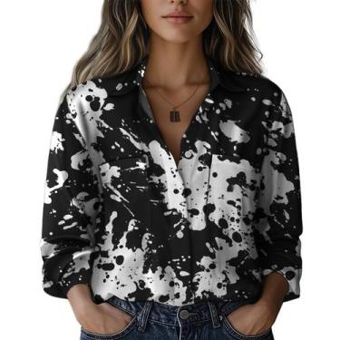 Imagem de Blusa Domirica Business Shirts Feminina Plus Size Floral M