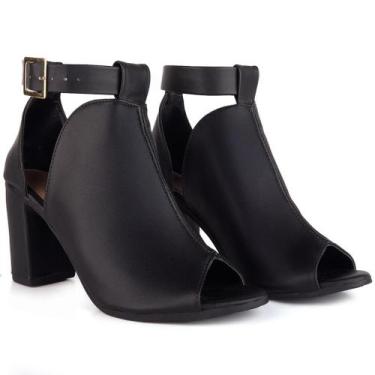 Imagem de Sandália Feminina Moda Casual Ankle Boots Fechada Salto Alto Grosso 7,