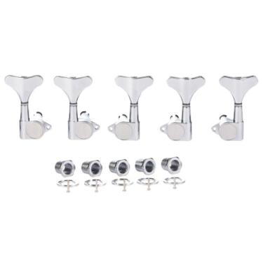 Imagem de Sintonizadores de baixo selados 18:1 canhotos 5 cordas 18:1, cavilhas, teclas de afinação de baixo compatíveis com baixo cromado acústico/elétrico estilo Ibanez/Yamaha 3L/2R