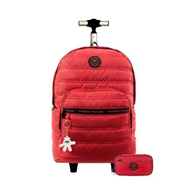 Imagem de Kit Escolar Mochila Com Rodas + Estojo Multi Vermelho Minnie