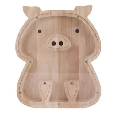 Imagem de Pssopp Banco de Porquinho de Madeira de Borracha Transparente, Caixa de Economia Com Divertido Painel de Decoração de Acrílico para Aniversário