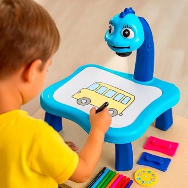 Imagem de Mesa Projetora Lousa Mágica De Desenhos Interativos Infantil Brinquedo Educativo Com Luz E Som (Azul)