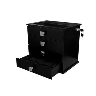 Imagem de Reluz Art Gaveteiro Porta Joias Belle Forrado com 4 Gavetas, Visor e Tranca Lateral com Chave (Relógios, Preto/Preto)