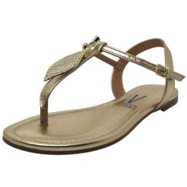 Imagem de Sandalia Feminina Rasteira Casual Dourada Dia a Dia Vizzano