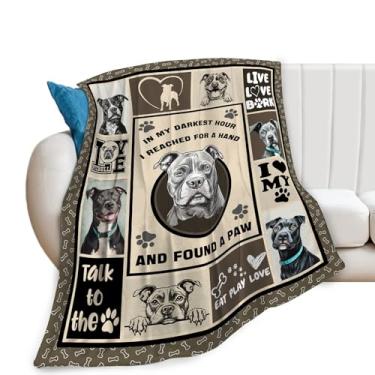 Imagem de Kylora Pitbull Cobertor Pitbull Cobertores aconchegantes de flanela de lã pelúcia leve roupa de cama para amantes de cães presentes para homens mulheres adultos para sofá decoração de sofá cama 101 x