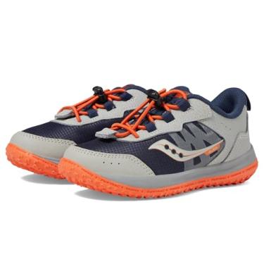 Imagem de Saucony Tênis infantil unissex Aura Kidz, Cinza/laranja/azul marinho, 20