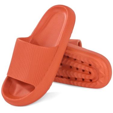 Imagem de MKP COLLECTION Sandálias de banho unissex com sola ultra grossa e piso antiderrapante 3D - Sandálias de banho de secagem rápida para chuveiro, piscina, academia, chinelos de travesseiro leves para