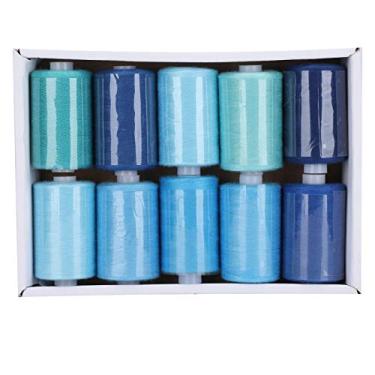 Imagem de Zerodis 10 Roll 300 Jardas Fios de, Rosca Portátil de Bordado Requintado para Costurar Artesanato de Fios Leves para Decoração de Costura de Máquina de Mão (Azul)