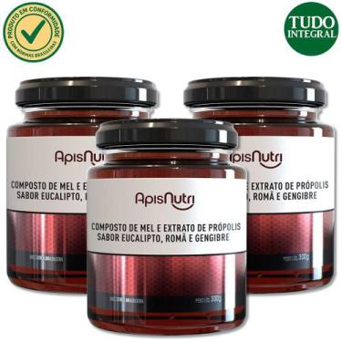 Imagem de Kit 3 Mel Composto Própolis e Eucalipto 300g - Apisnutri
