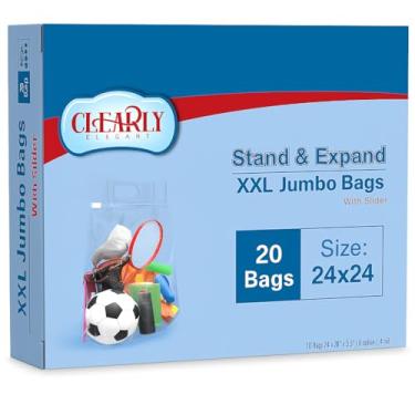 Imagem de Clearly Elegant Sacos de armazenamento de alimentos, sacos de congelador de 8 galões 61 x 61 cm para despensa e preparação de refeições, sacos descartáveis de armazenamento de alimentos para festas e