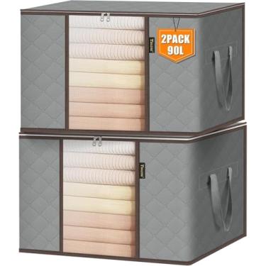 Imagem de Kit 2 Organizador de Roupa de Cama Grande - Caixa Organizadora com Zíper, Alça Reforçada, Respirável - Para Lençol, Edredom, Cobertor, Closet, Armário, Multifuncional | Premium InoVibes (2 Unidades)