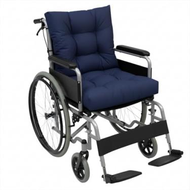 Imagem de MENURSY Almofada para assento de cadeira de rodas e encosto para idosos, deficientes e deficientes - Acessórios para cadeira de rodas de alívio de pressão, 30,5 cm C x 28 cm L (azul marinho)
