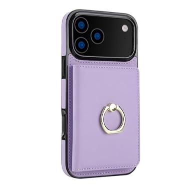 Imagem de LYJSMGZ Capa com compartimento para cartão para Iphone17pro Max/17/17Pro/17Air, bordas elevadas com suporte oculto para câmera à prova de choque, anel de vedação portátil, roxo, 17Air