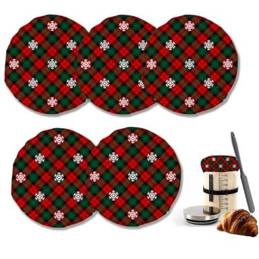 Imagem de Coberturas de pano para iniciantes de flocos de neve de Natal ou tampas de tecido de queijo de fermentação de kefir de kombucha, adequado para frascos de 7,6 a 10 cm, pacote com 5