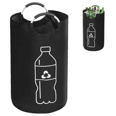 Imagem de Lixeira para cozinha doméstica, bolsa dobrável e reutilizável, cesta de armazenamento de reciclagem de tecido Oxford, armazenamento de garrafa de depósito para coleção, lata de vidro, adesivos de