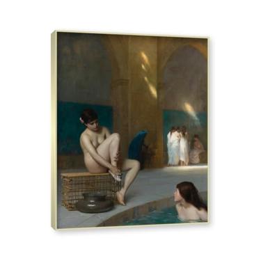 Imagem de NHLDZYH Moldura champanhe. Imagem natureza em tela, (mulheres francesas) de Jean Leon Gerome, reprodução de quadros, quadro de arte de parede de tela para casa. 60x80cm