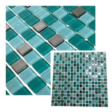 Imagem de Pastilha De Vidro Cristal Cozinha Banheiro Verde Mescla 30x30cm La Bella Griffe