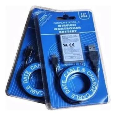 Imagem de Kit 2 Bat. 2000mah + Cabo Usb Para Controle Ps4 4,5MM - NoBrand