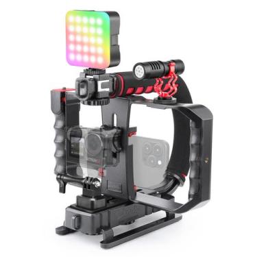 Imagem de Kit estabilizador de câmera para smartphone Zeadio com luz RGB e micro