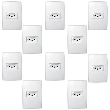 Imagem de Kit Com 10 Conjuntos Tomada Simples 10a 4x2 Pial Plus