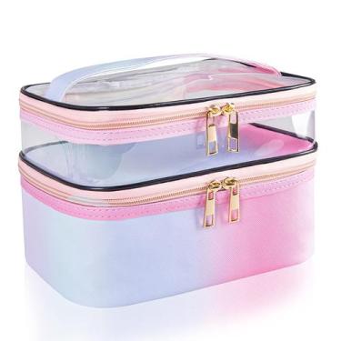 Imagem de Bolsa de maquiagem imerelez Travel Waterproof Dobrável Rosa