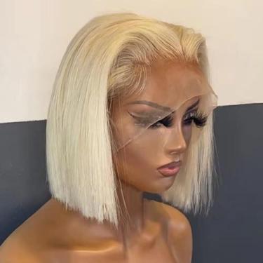 Imagem de Peruca amzhair 613 Honey Blonde Bob Human Hair 13X4 de renda frontal