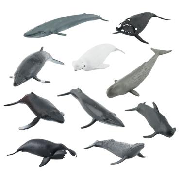 Imagem de Conjunto de figuras de baleia, 10 peças de brinquedo infantil de PVC realista para animais marinhos