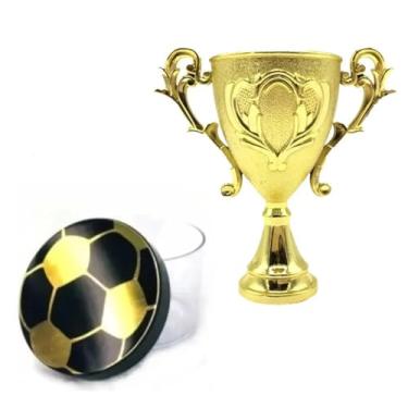 Imagem de Kit Mimo Tema Futebol: Lembrancinha Infantil Decoração de Mesa e Festa Esportiva DIY Aniversário Gincana Evento Escolar (10 Troféus + 10 Caixas Bola Dourada)