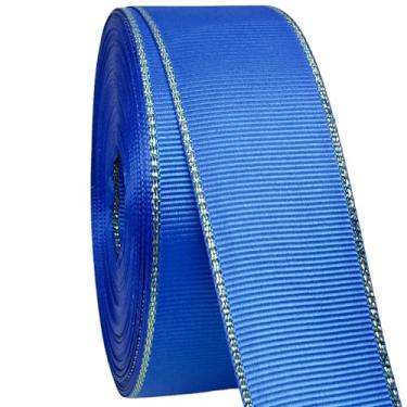 Imagem de AEVORA Fita de gorgorão de 3,8 cm com bordas douradas, fita de tecido de 20 metros para artesanato, decoração de casamento, laços de cabelo, lembrancinha de festa, arranjos de flores (azul royal 352)