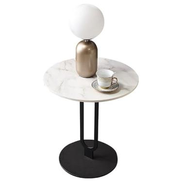 Imagem de Mesa de centro de design simples, mesa lateral de sofá redonda, armário de cabeceira minimalista para sala de estar, mesa de canto compacta, ideal para uso doméstico, mesa lateral minimalista para